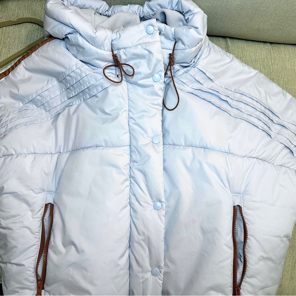 Free People Light Blue and Brown Puffer Jacket - Picture 7 of 9